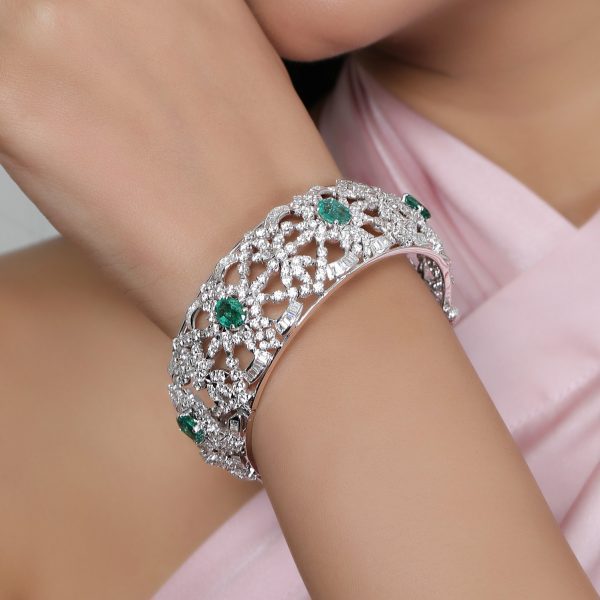 Emerald and 2025 diamond bangles