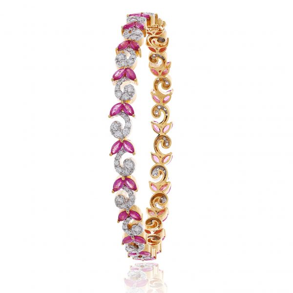 Diamond bangles sale with ruby