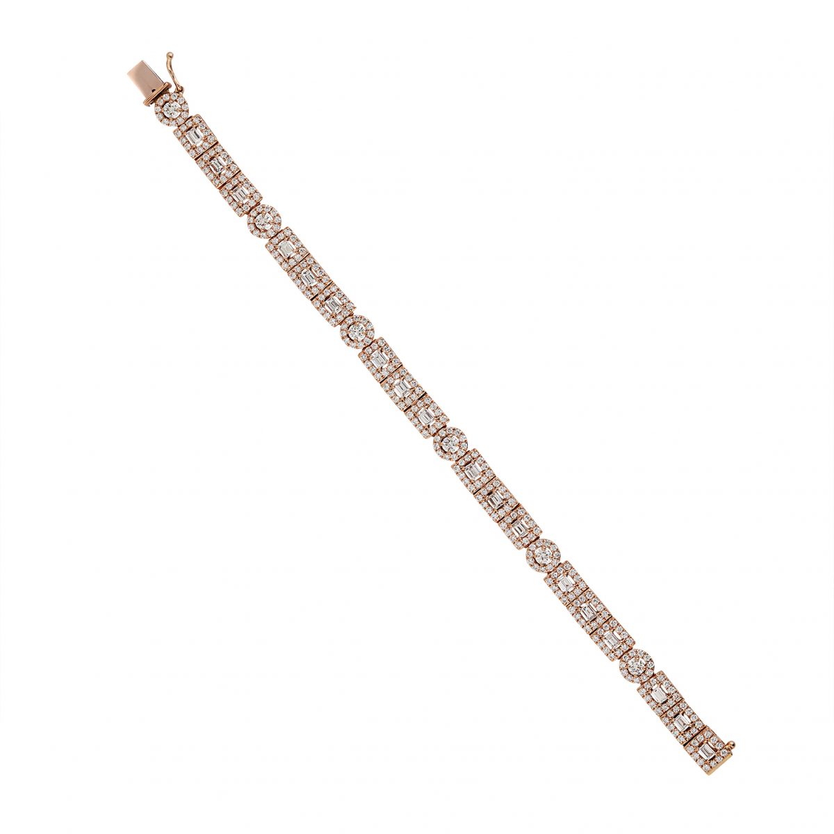 Round And Baguettes Diamond Tennis Bracelet - Jaipur Jewels