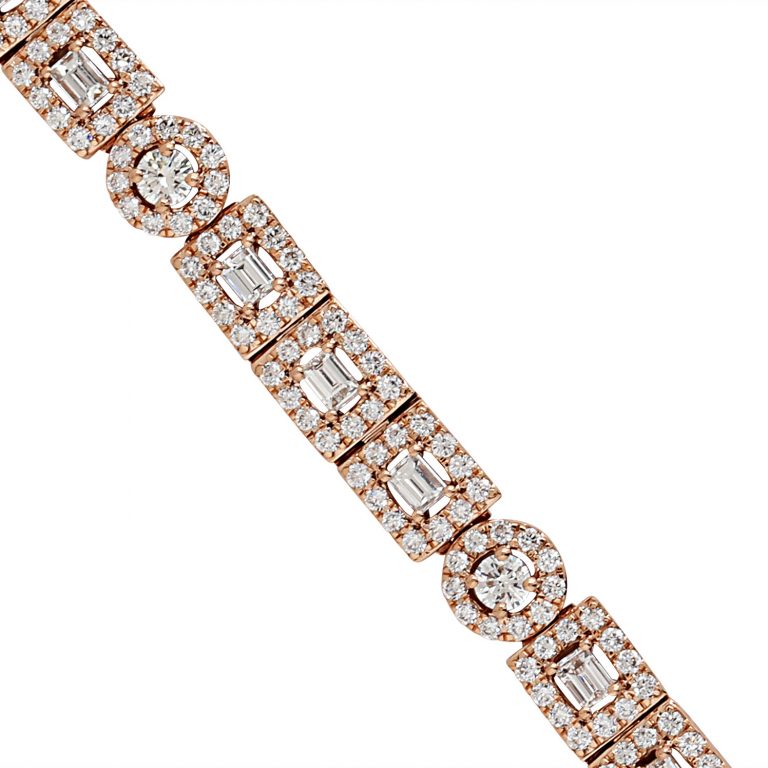 Round And Baguettes Diamond Tennis Bracelet Jaipur Jewels