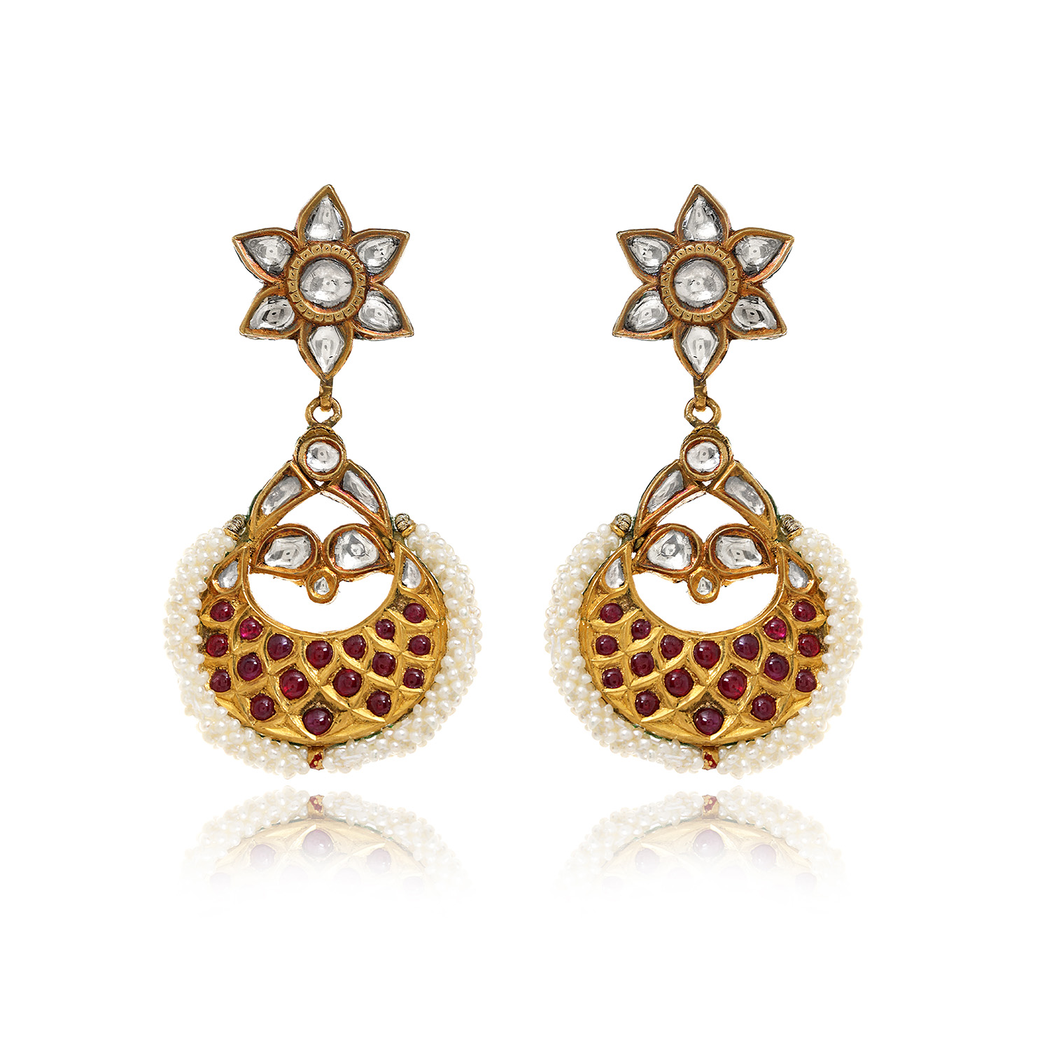 Ad Matt Chandbali Earring RubyE123  Aishi Jewellery  Buy Fashion   Imitation Jewels Online